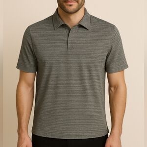 Spyglass Knit Polo Shirt Short Sleeve Retro Black Gray Medium